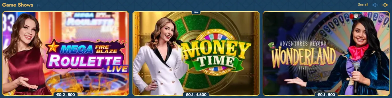 Casea Casino live game shows