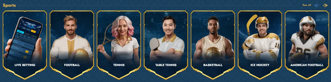 Casea Casino sportcategorieën